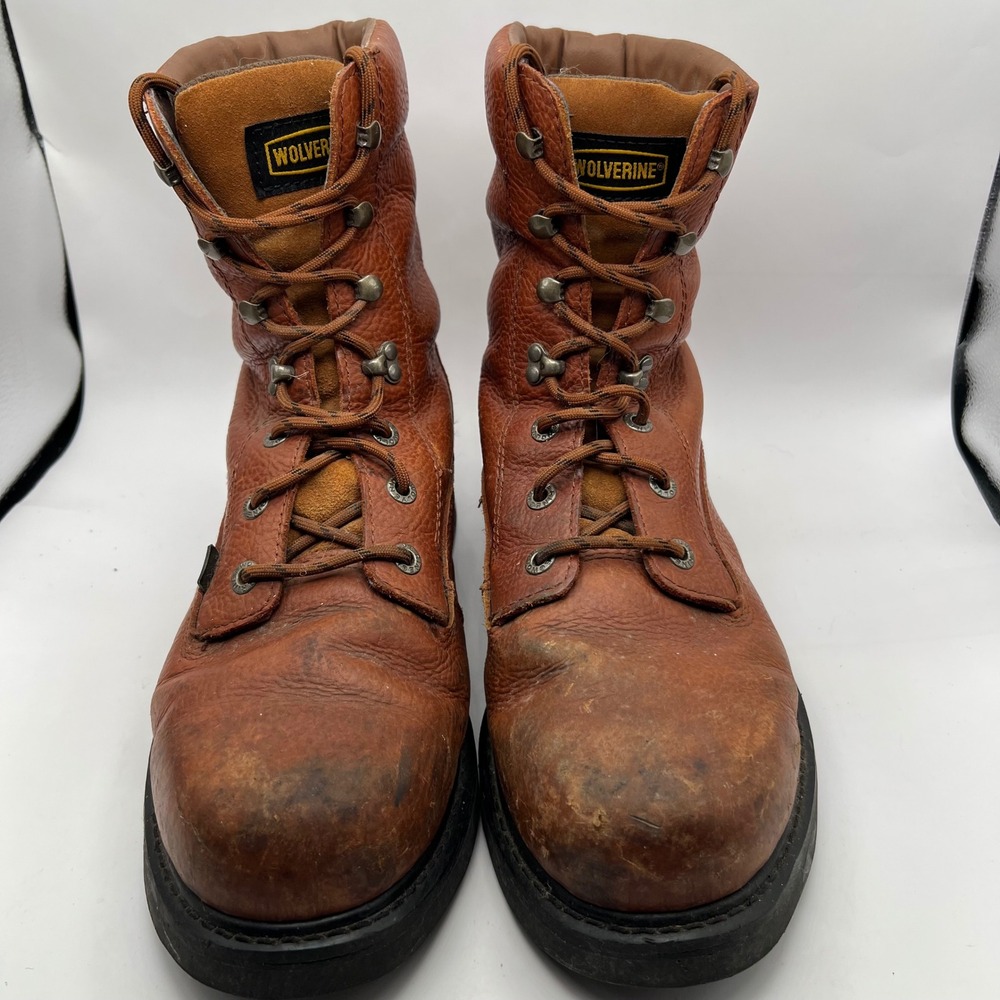 Wolverine DuraShocks Wedge Mens Brown Leather Work Boots W02639 Size 12M utility - Picture 4 of 9